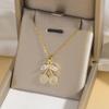 Shiny Cute Zircon Cherry Pendant Necklaces for Women Girls Stainless Steel Chain Kpop Sweet Collar Jewelry Accessories Gifts