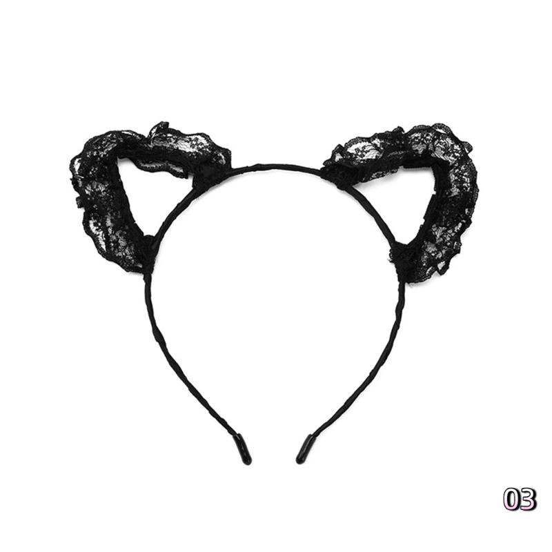 Sexy Bunny Ears And Cat Ear Rabbit Ear Hair Accessory Lace Feathe-r Headband for Women Cosplay Costume Party Headwear