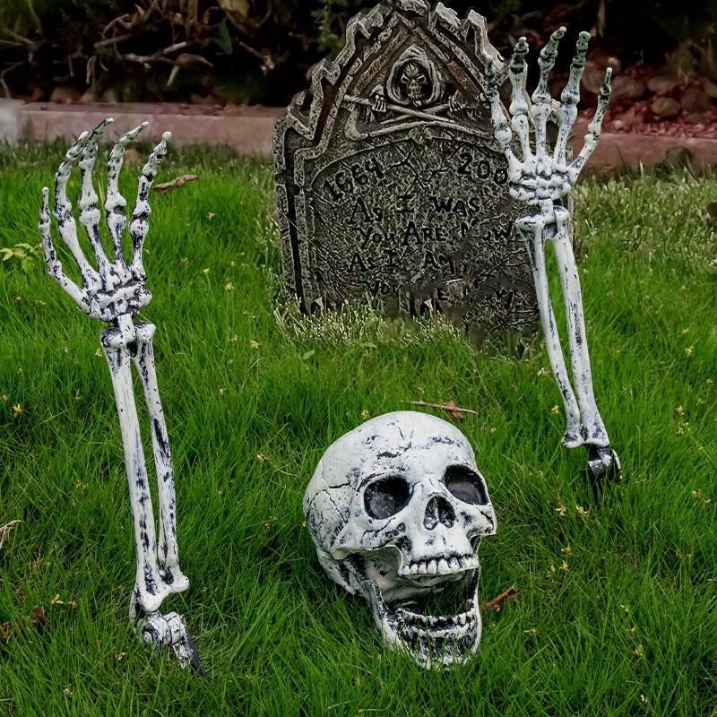 Halloween Decoration Simulation Skeleton Ground Stake Skull Prop Ghost Hand Bone Party Supplies Glowing Gift