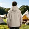 Men's Outdoor Hooded Jacket Thickened Loose Fit Windproof Waterproof Breathable Lightweight Shell for Hiking Camping