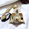 Vintage telefon s otočným ciferníkem, starožitný svícen na pevnou linku, mosazný mosazný telefon pro pokojovou výzdobu, ruční výroba