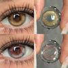 1 Pair 2pcs 14.20mm Yearly Disposable 40% Water Brown and Gray Colored Contact Lenses Daily&Makeup Use
