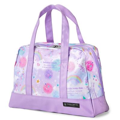 COLORFUL CANDY STYLE Pool Bag for Girls and Kids, Waterproof and Water-Repellent Vinyl Swimming Bag, Semi-Boston Style, Unicorn Fantasy Design (N29159