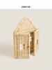 Rattan Hut Shaped Mirror with Souvenir Bedroom Wall Mounted Mirror