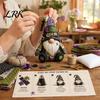 Kinder Nähprojekt Halloween Wichtel Patchwork-Set, Hexe Kürbis Puppe DIY-Set mit vorgeschnittenem Bastelmaterial für Erwachsene Stoff Knöpfe Nadel Faden, Niedlich