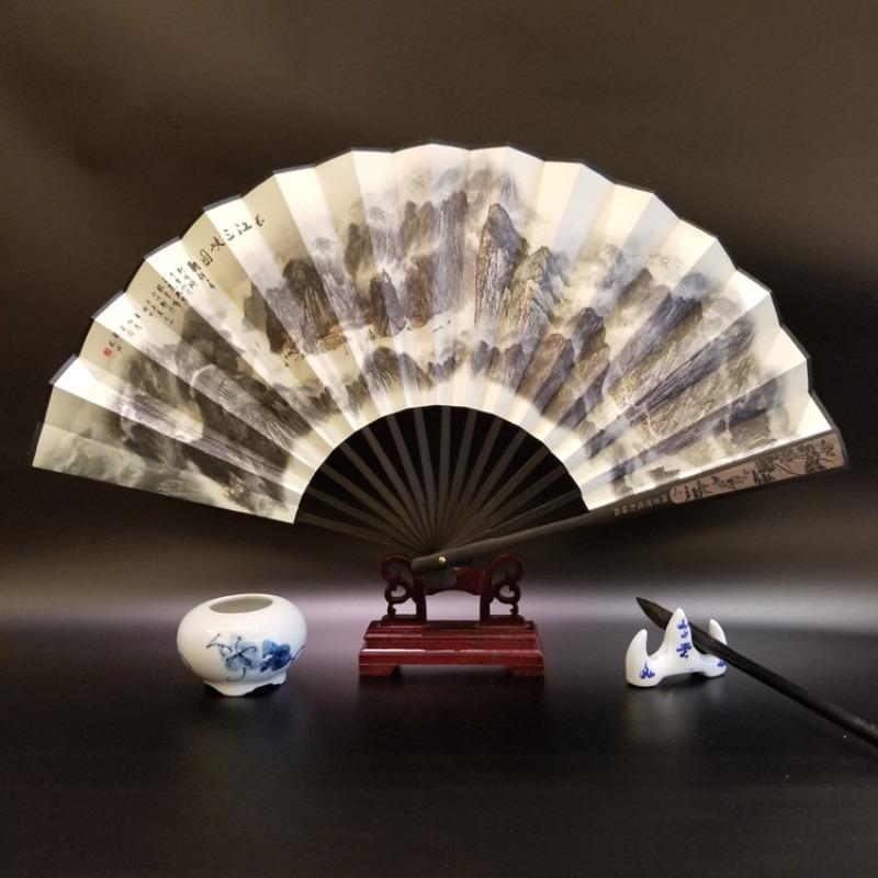 10inch Chinese Style Silk Fan Folding Fan Wedding Fan Art Gifts Dance Hand Vintage Bamboo Folding Home Decorative