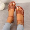 Delicate Flat-soled Sandals Women's New Large-size One-word Buckle Beach Sandals