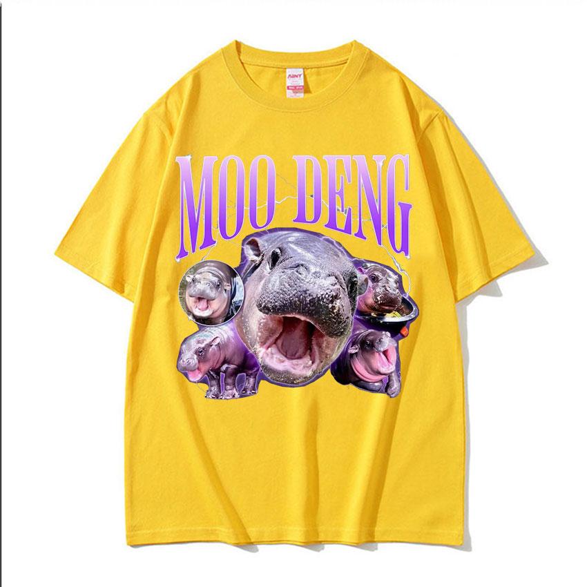 Cute Moo Deng Baby Hippo Funny Meme Tee Shirt Unisex Women Fashion Vintage 90s Graphic Tshirt Hip Hop Oversized T Shirt Streetwear