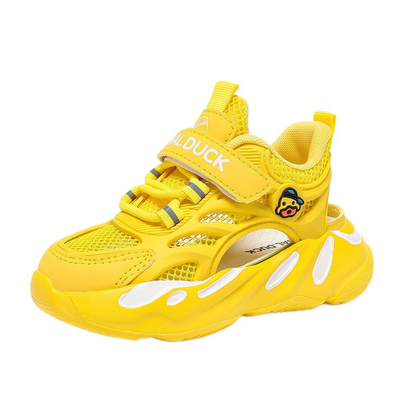 Little Yellow Duck children's shoes, girls' shoes2026New summer sandals for girls, featuring a hollow mesh design and breathable, sporty style