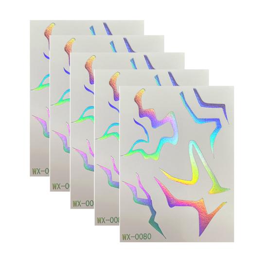 5 Sheets Holographic Lightning Tattoos Flash Temporary Stickers Full Color Body