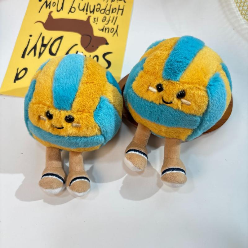 Fun Sports Beach Volleyball Plush Toy Keychain Cartoon Volleyball Soft Stuffed Doll Pendant Car Key Ring Backpack Bag Decor