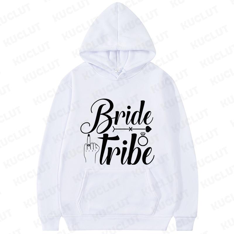 Fashion Team Bride Tribe Hoodies Women Ring Crown Print Soft Pullover Sweatshirts for Wedding Bachelorette Party Outerwears