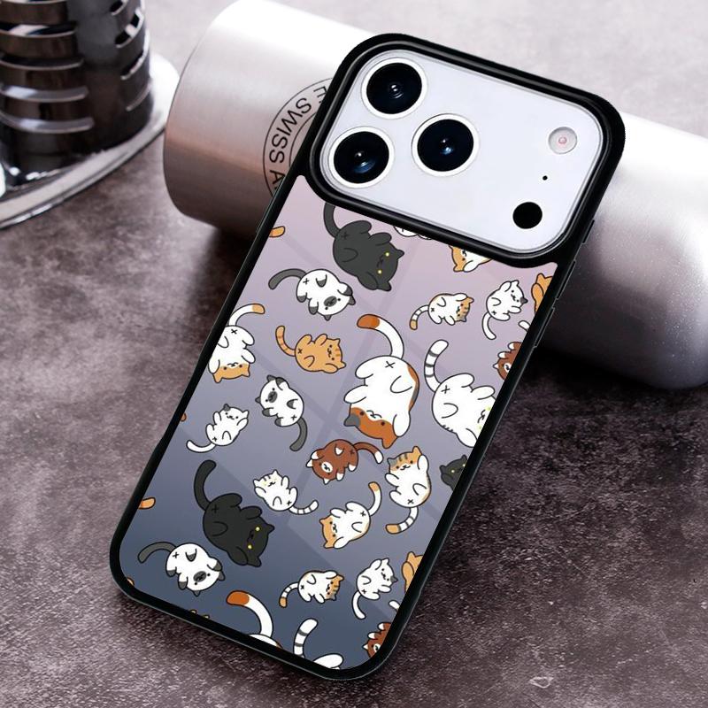 Funny Cats Cartoon Cute Phone Case for iPhone 17 16 15 Pro Max Air 14 13 12 11 Plus Shockproof Cover