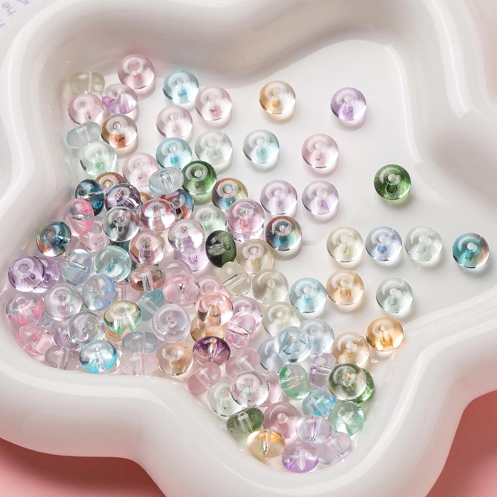 50pcs/Lots 5*8mm Glass Clear Abacus Shaped Beads Loose Spacer Beads for DIY Earrings Phone Chains Crafts Jewelry Making Findings