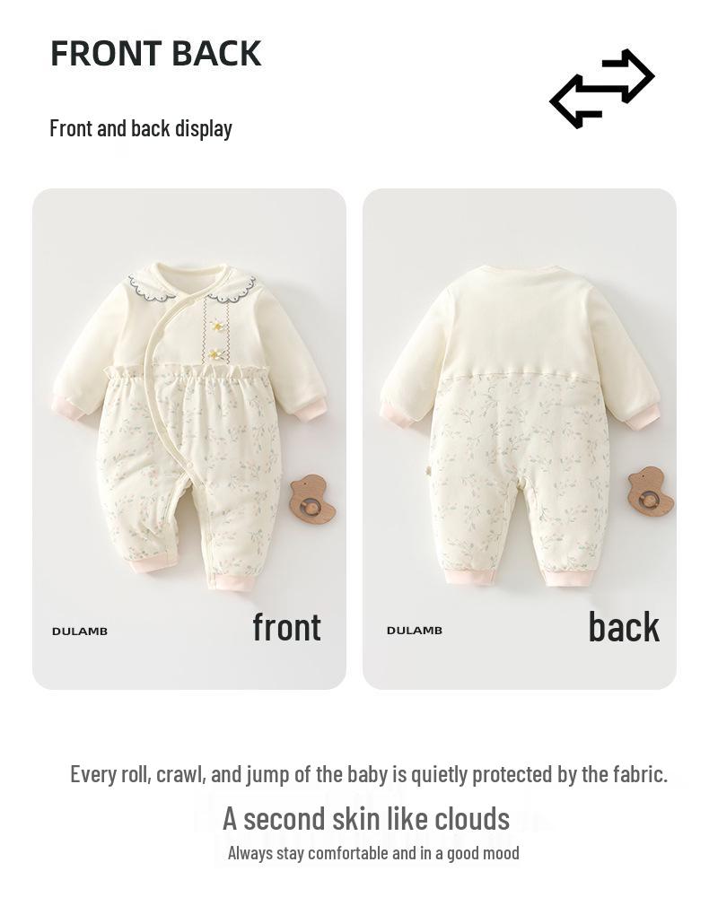 Autumn/Winter Baby Girl Cotton Jumpsuit - Thick, Warm Newborn Romper