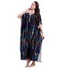 Plus Size Boho Kaftan Dress, Women's Plus Maxi Cover Up Dress