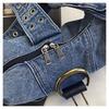 Denim Crossbody-Tasche mit Nieten, ein Schultergurt - Vielseitig, Mehrere Taschen, Große Kapazität Handtasche
