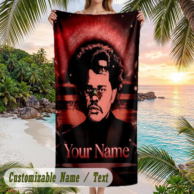 The Weeknd Beach Towel, Personalized Custom Name Text, Quick Dry Large Absorbent Towel For Beach Pool