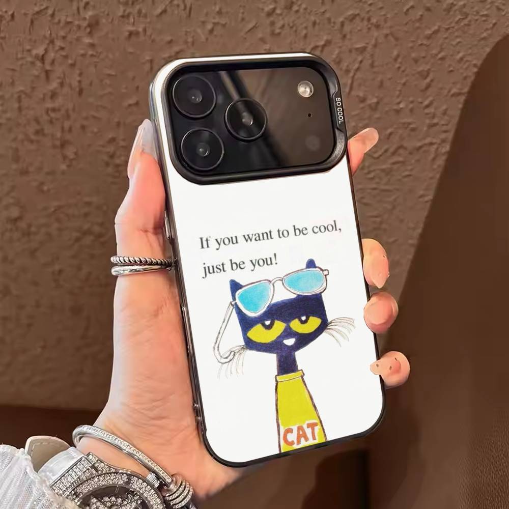 

Cool Cute P-Pete cat Phone Case For iPhone 17 16 15 14 13 12 11 Pro Max Plus Silver candy Matte Cover iPhone15plus