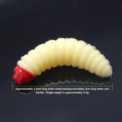 50 Stück/Beutel 2 cm 0,5 g Mehlwurm Silikon Künstliche Köder Made Maden Weich Angelköder Haken Geruch Würmer Leuchtende Garnelen Fischköder