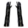 Elastic Patent Leather Black Gloves Shiny Women Gloves Fashion Zipper Long Gloves  Women
