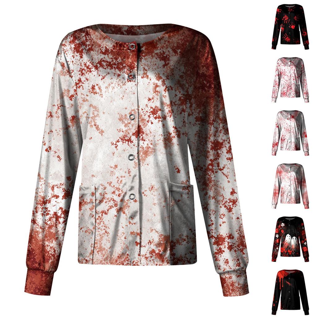 Women's Casual Long Sleeve Single Breasted  Printed Dry-nurse Top