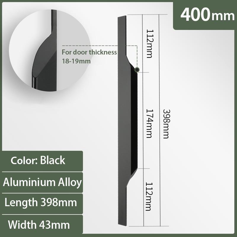 

KAK Black Hidden Cabinet Handle Aluminium Alloy Kitchen Handle Drawer Knobs No Screw Needed Long Furniture Handle Door Hardware
