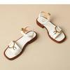 Fashion Women Sandals Square Toe Open Toe Low Heel One-line Buckle Metal Buckle Shoes Concise Retro Style Plus-size Sandalias De Mujer