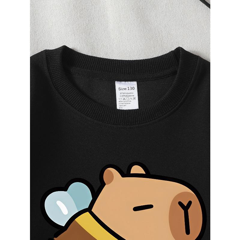 Kids Sweatshirt,Crew Neck Fashion Top, Fun"Cute Bee Pig Character " Patterned Sweatshirt, for Everyday Casual Wear, for All Kinds of Daily Outfits