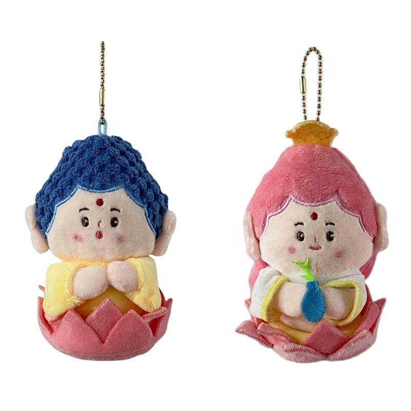 Cartoon Buddha Plush Toy Creative Buddha Stuffed Doll Keyring Backpack Couple Pendant Cute Plush Dolls Keychain For Kid Gifts