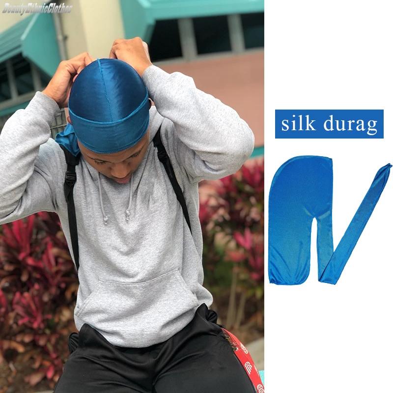 Unisex Adult Satin Long Tail Doo Rag Durag Bandanas Cap Pirate Hat Turban Men Hip Hop Headband Biker Headwrap Women Headwear