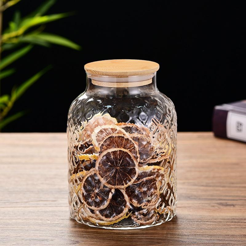 Tangerine Peel Storage Tank Household Large-diameter Round Transparent Glass Storage Tank Thickened Grain Storage Tank