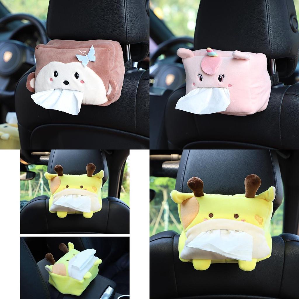 Car Tissue Box Cover Fun Cartoon Animal Design Soft Plush Material Long-lasting