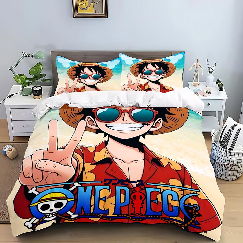 Anime Duvet Pillowcase Bedding Set Adult Boy Girl Bedroom O-One P-Pieces Decoration Children Gift Single Double Large Size