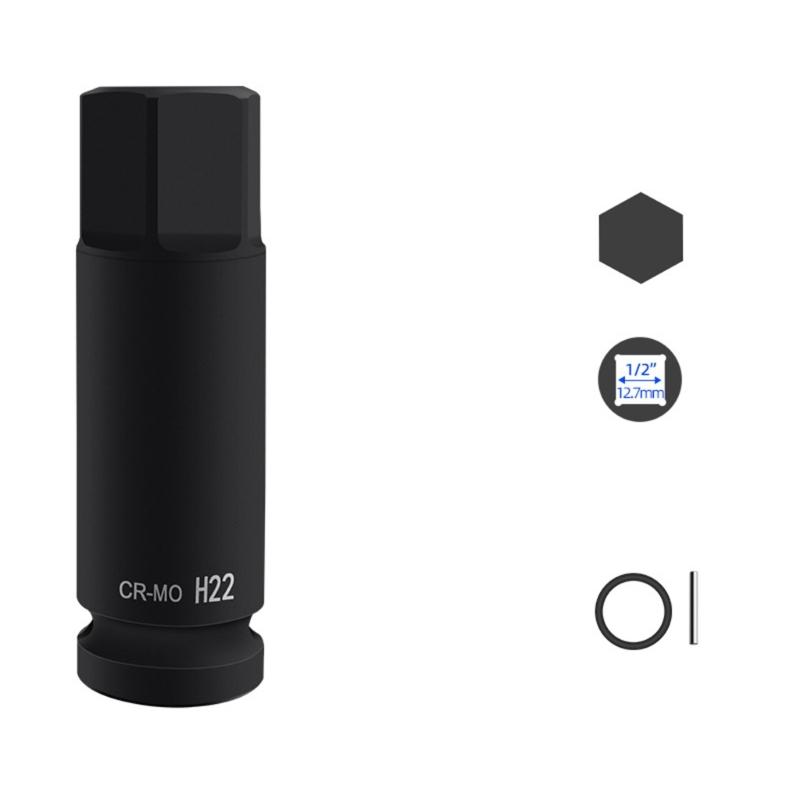 Durability 22mm Hex Impact Bit Socket 1/2Inch Drive Chrome Molybdenum Steel for High Torques Applications for Mechanics