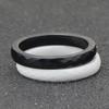 Faceted Ceramic Black and White Polished Diamond Ring, 3MM Wide, Simple and Versatile.