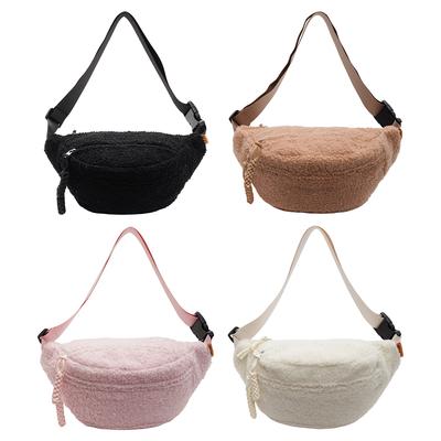 Fleece Sherpa Crossbody Bag for Women Trendy Fashionable Cute Waist Pouch Winter Plush Waist Bag Sling Bum Bag Travel Chest Bag