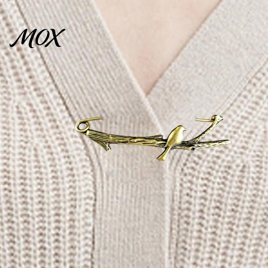 Bronze Safety Pin Vintage Pin, Large Feather Bird Leaf Flower Lapel Brooch Men Women for Coats, Jackets, Hats, Bags