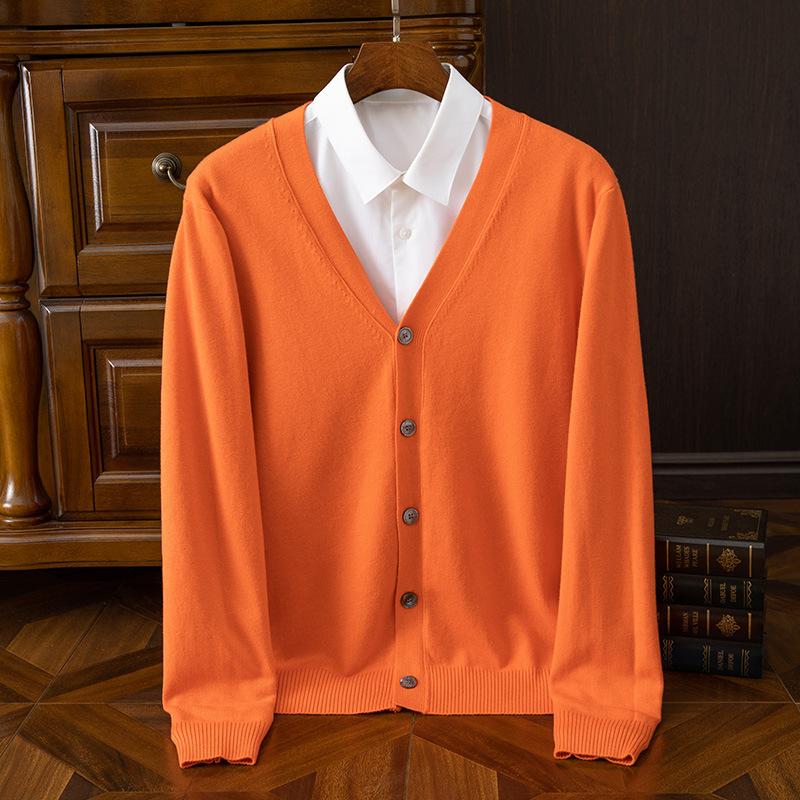 Spring Autumn Sweater Men's Clothing V-Neck Cardigan Knit Loose Tops Jersey Pull Wool Coat