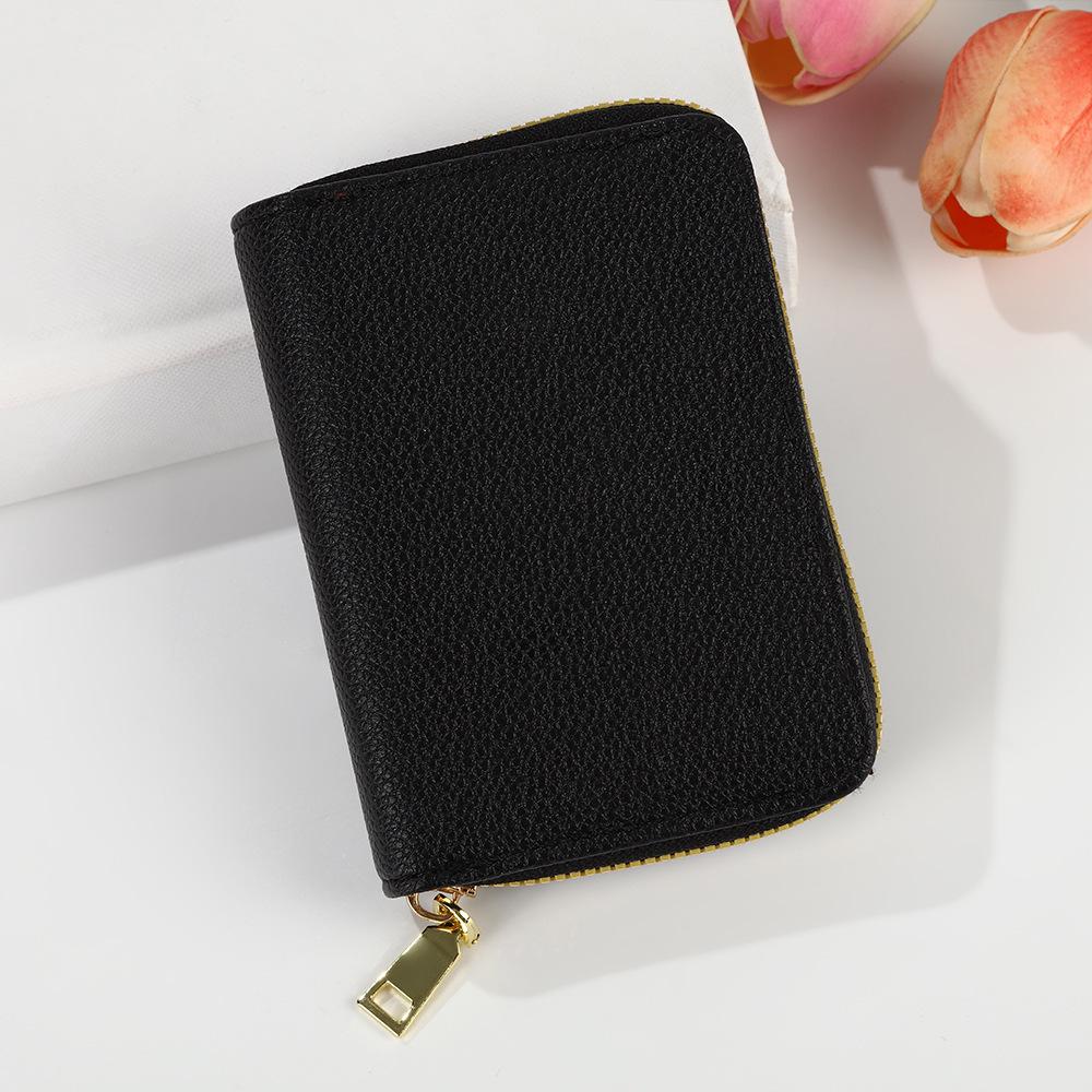 Женский держатель для карт-гармошка однотонный - Узор личи Большая вместимость Многослотовый Простой кошелек для монет Тренд 115852cm чёрный 648₽