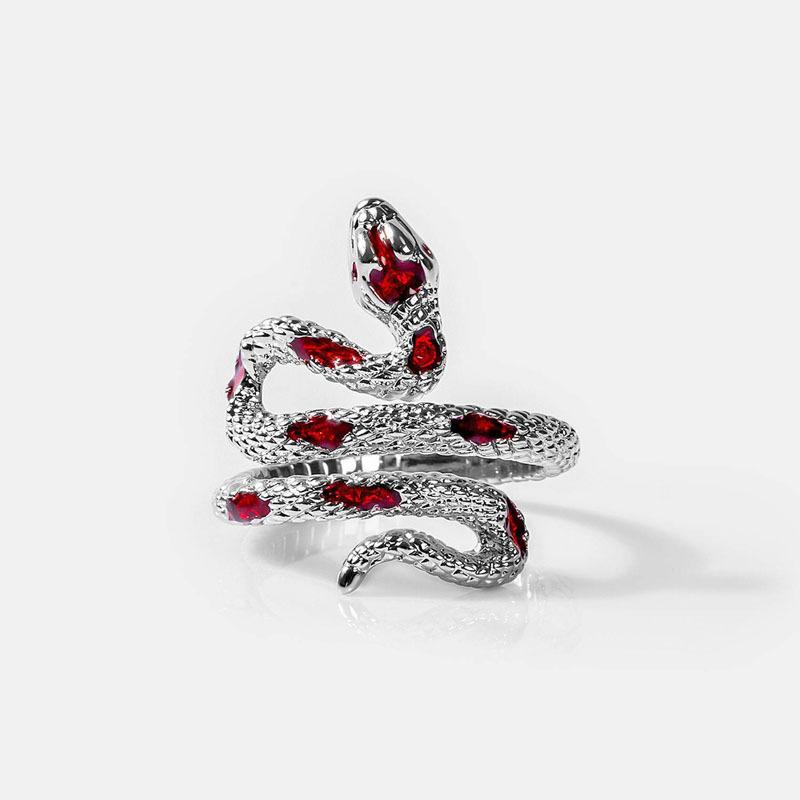 Fashion Gothic Drop Oil Snake Rings for Women Punk Hip Hop Silver Color Opening Adjustable Animal Ring Trendy Party Jewelry Gift