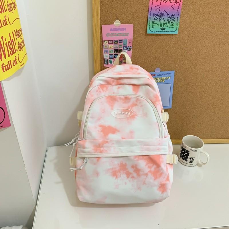 Letter Fashionable Decoration Tie Dye Pattern Student Casual Backpack School For