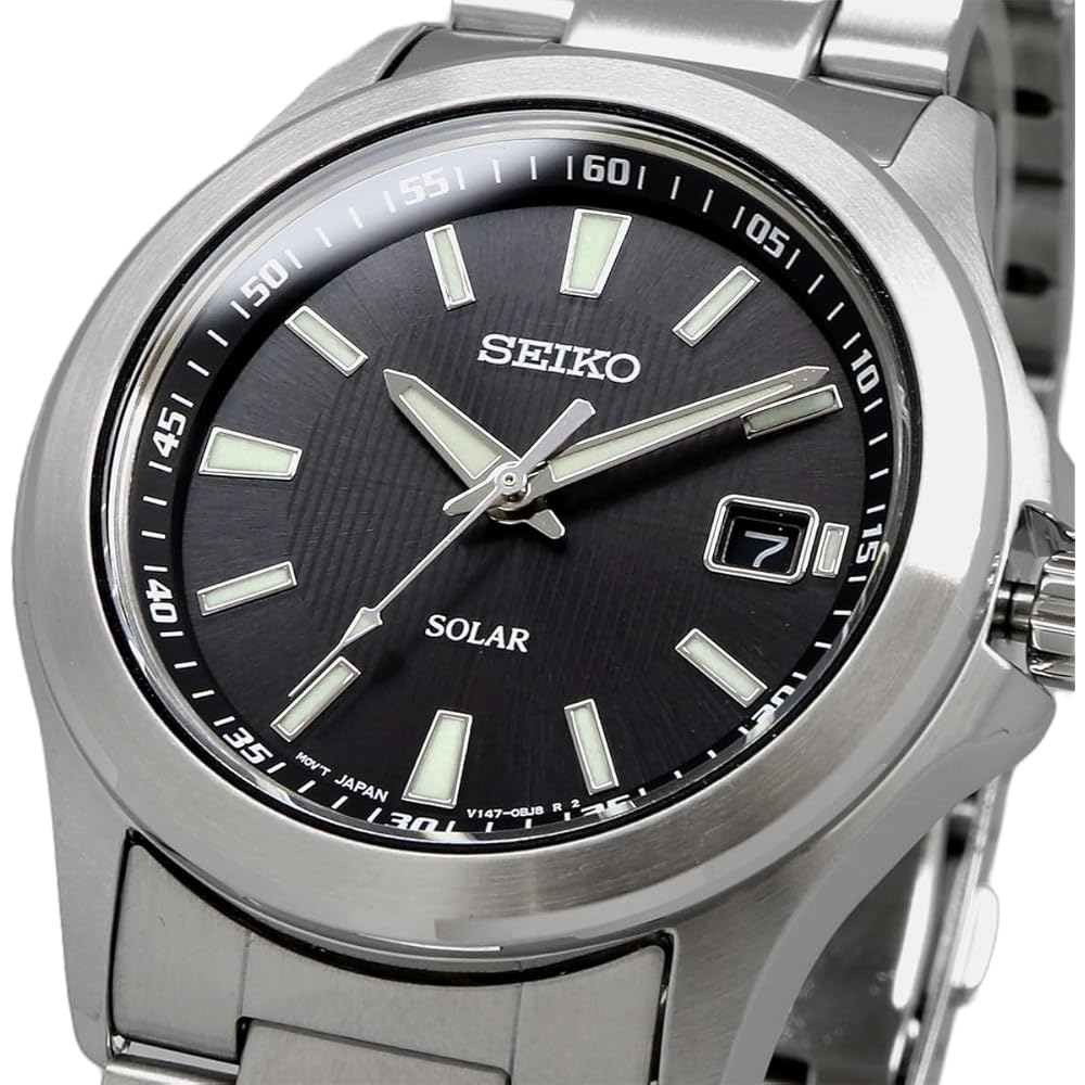 Seiko Solar Quartz Watch SBPN067 Silver Black Men's 40mm