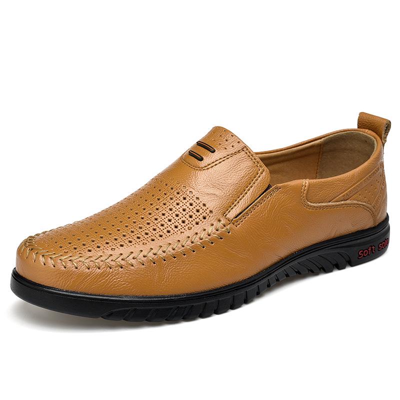 Plus Size Spring and Autumn Soft Bottom Leather Shoes Men's Leather Breathable Men's Business Casual Shoes Lazy Driving Gommino