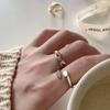 S925 Sterling Silver Women's Adjustable Color Block Wrap Ring - Cold Style, Korean Niche Design, Simple & Stylish