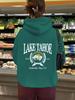 European and American Women's Hooded Long Sleeve Sweatshirt with Velvet and LAKE Print - Autumn and Winter Collection