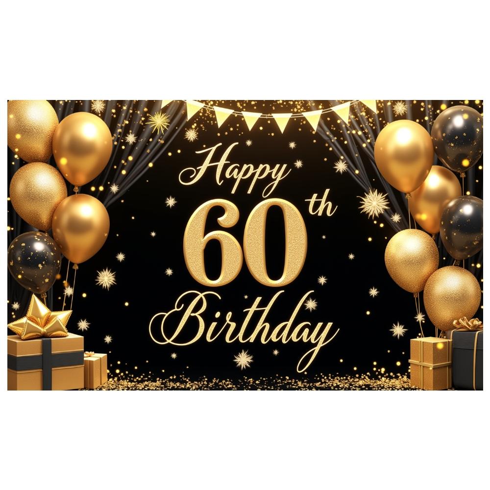 Happy 60th Birthday Banner Luxurious Design 60th Celebration Banner Birthday Party Banner Gift Box Accent For Friend Adult