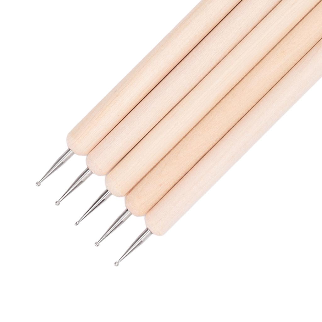 5pcs Tracing Stylus DIY Making Wooden Handle Stainless Steel Double Head Ball Tip Embossing Stylus for Art Projects