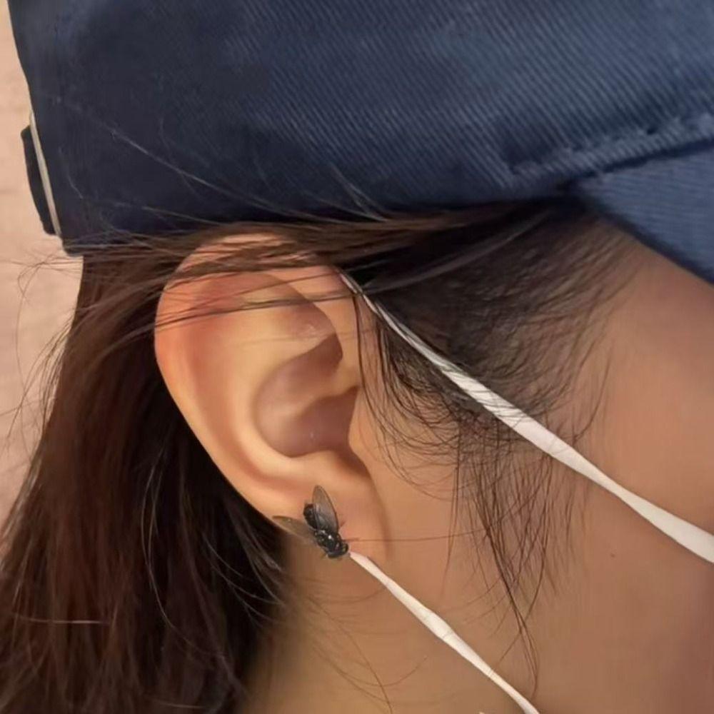 Creative Mini Fly Earrings Prank Insects Small Earrings Cute Flies Studs Earrings  Party Jewelry