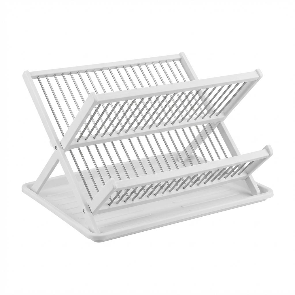 Double Layer Kitchen Dish Rack Foldable No Installation Drainage Storage Utensil Organizer